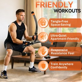 Cordless Battle Ropes Adjustable Trainer, Ropeless Weighted Portable Exercise Equipment for Home Gym Workouts, Compact Arm Strength for Men Women, Heavy Flex Rope Stick Fitness Gift
