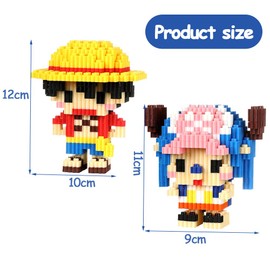 Onepiece Micro Building Blocks, Luffy Anime Model Micro Blocks 3D Puzzle Micro Brick Figures Toys Mini Bricks 3D Model Block Micro Building Blocks Puzzle Children DIY Blocks Birthday Gift for Kids