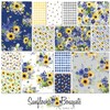 Clothworks - Sunflower Bouquets - Butterflies - Dark Blue