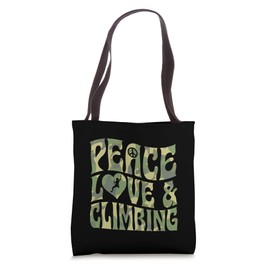 Peace Love And Climbing Heart And Peace Symbol Tote Bag
