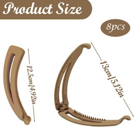 8 PCS Banana Clips Hair for Thick Hair, 5.1 Inch Large Banana Hair Clip Strong Hold Banana Claw Clips Ponytail Clips for Women and Girls Thin Fine Thick Curly Hair Accessories