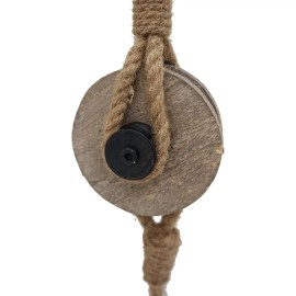 PARISLOFT Industrial Decorative Iron Faux Pulley Tackle with Jute Rope and Hook 23 x 4 x 4.5 Inches (Black)Color: Black