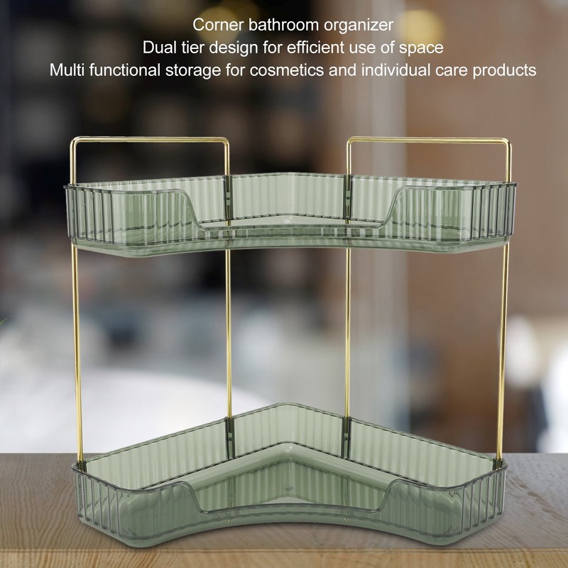2 Tier Corner Bathroom Countertop Organizer Space Saving Easy Assembly