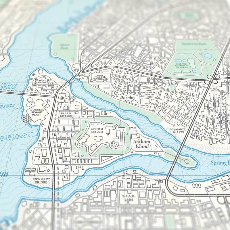 Gotham City - Vintage Style Plat Map - 16x20 Poster