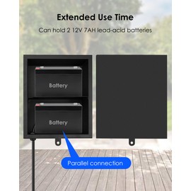 Stainless Steel Battery Box for Deer Feeders, Weatherproof Lead Acid Battery Box Suitable for Door Openers Vehicular Swing Gates, Can Accommodate 2 12V 7AH Lead-Acid Batteries (No Battery Included)