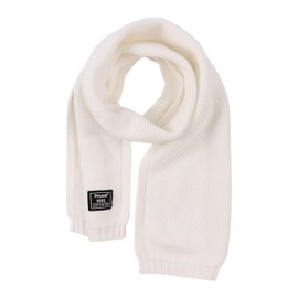 Pesaat Kids Winter Knit Scarf Solid Warm Neck Warmer Toddler Soft Long Scarves for Boys Girls Neckerchief Collar Warp Autumn (White)