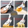 2Pcs Kitchen Cooking Tongs,Grill Clamp Spatula,Multi Functional Grill Clip 2-in-1,304