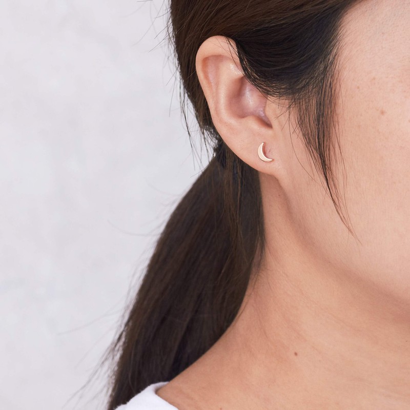 Philip Jones Rose Gold Plated Moon Stud Earrings