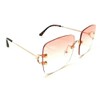 Dweebzilla Oversized Square Slim Rimless Luxury Aviator Sunglasses (Gold &