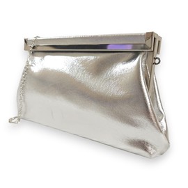 UShopUK Stylish Faux Leather Bridal Prom Wedding Evening Clutch Party Purse Shoulder Hand Bag (Silver)