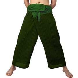 SyJee - 2 Tone Trousers Thai Style; Thai Fisherman Pants for Men & Women Perfect for Yoga Martial Arts Pirate Medieval Japanese Samurai Pantalones