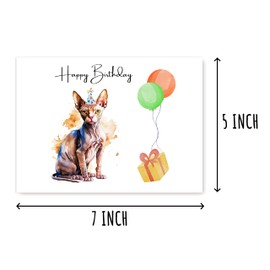 ABSMDesigns Sphynx Cat Birthday Card - Birthday Balloons Card - Sphynx Card - Sphynx Birthday Card - Hilarious Sphynx Card