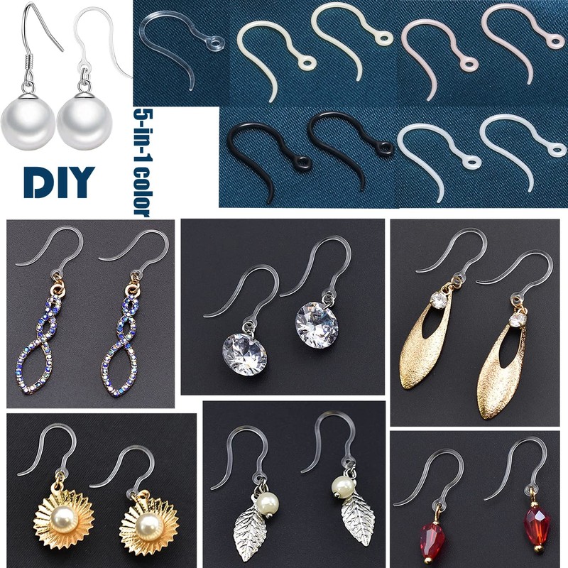 Comfort Safety Non-Allergenic Plastic Earring Hooks, Ear Wire Anti Allergy