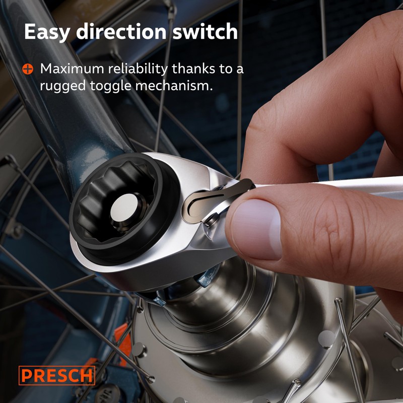 PRESCH Double Ratchet Spanner 4-in-1 (16mm/17mm & 18mm/19mm) - Reversible