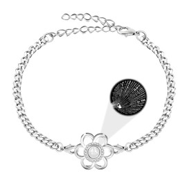 100 Different Languages I Love You Bracelets Adjustable Link Chain Flower Bracelet Friendship Birthday Gifts for Sister Daughter Y4222 (Silver Color)