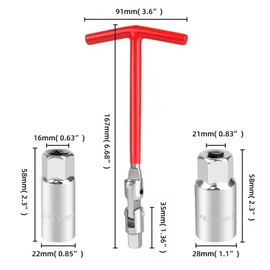 LOOTOOLS 3 PCS Spark Plug Socket Wrench Set, 13/16" & 5/8" Spark Plug Socket, 3/8" Drive Spark Plug Removal Tool for Motorcycles, Lawn Mowers & Small Motor Vehicles