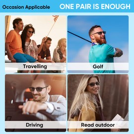 CARA 2 Pack Premium Bifocal Reading Sunglasses for Men, Flexible Lightweight TR90 Frame Women Sun Readers, Driving Fishing Outdoor UV400 Protection (Black & Blue, 2.5)