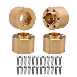NXUEBDU Brass Wheel Hex Hub 12mm Extenders Adapter for 1/10 RC Crawler Car SCX10 TRX4 1.9 2.2 Wheels Rim Upgrade Parts, Pack of 4 (Gold, 15mm)