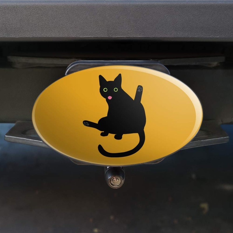 GRAPHICS & MORE Black Cat Lifting Leg and Licking Oval