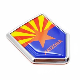 Overdecor Arizona Flag Decal Stickers Car Emblem Arizona Car Accessories Decorations Chrome Shield Flag Sticker Decals for Cars Truck Vehicles, 2 Pack