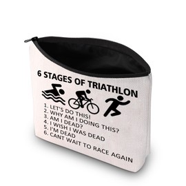 PXTIDY Triathlon Gifts Six Stages of Triathlon Tri Harder Triathlete Cosmetic Bag Swim Cycle Run Gift for Triathlon Athletes