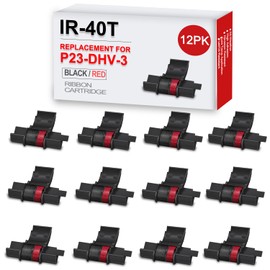 12 Pack IR40T Compatible Ribbon Calculator Ink Roller Replacement for Canon P23-DHV-3 Printing Calculator Black/Red Ink Roller