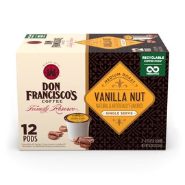 Don Francisco's Vanilla Nut Flavored Coffee Pods, 12 Count, Medium Roast, Compatible with Keurig Brewers