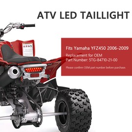 KICRY LED Red Tail Light Brake Taillight for Yamaha Raptor 700R 700 2006-2018 YFZ450R YFZ450X YFZ 450R 450X 450 R X 2009-2018(700-Red)