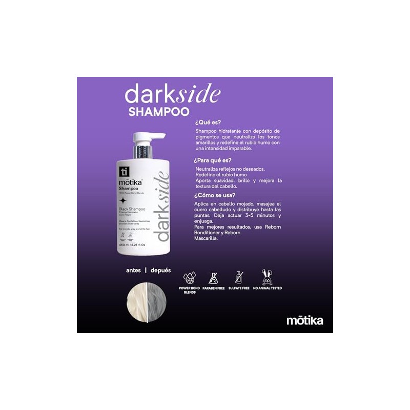 Motika Shampoo Negro - Matizador de Rubios Humo (450 ml)