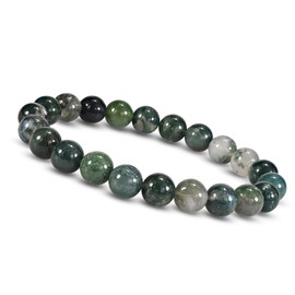 Unique Gems Chakra Moss Agate Bracelet for Men and Women Pearl Bracelet 8 mm Real Natural Stone Beads Ball Bracelet Healing Stones Yoga Meditation, Gemstone, Agate