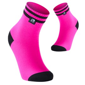 LEAKDRY - Calcetines de bambú impermeables - Calcetines de senderismo transpirables de 3 capas, absorben la humedad, duraderos, adecuados para deportes, Rosa y negro, Small