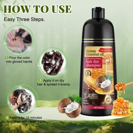 Dark Brown Hair Dye Shampoo 3 in 1 for Women & Men 100% Gray Hair Coverage - Herbal Ingredients Natural Plant Hair Color - Hair Dye in Minutes 500ML