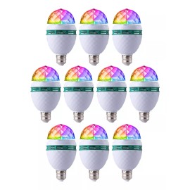 Importeek 10pz Foco Bombilla Led Multicolor Rgb Giratorio Casa Fiesta