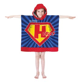 Kids Hooded Towel Poncho Boys Girls Towels With Hooded Super Soft Beach Bath Swimming Children Changing Bathroom Quick Drying Microfibre Fun Designs One Size Robe Ponchos, Super Hero