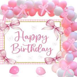 Bowknot Happy Birthday Banner Pink Bow Birthday Banner Bow Banner Bow Birthday Decorations Bows Birthday Decoration