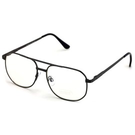 Metal Aviator Clear Len Glasses - Big Lens Spring Hinge Square Fashion Gold Gunmetal (Gunmetal)