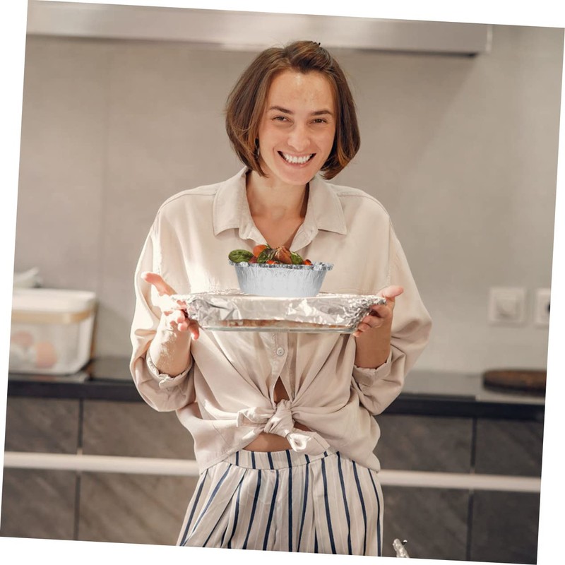 COLLBATH 125Pcs Oval Tinfoil Bowls Baking Trays Stackable Storage for