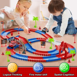 Ancitoy Spider Race Track Toy for Boys 4-6, Race Car Set with 2 Spider Cars, DIY Flexible Tracks Playset, Toddler STEM Building Toys for Girls, Birthday Gift for Kids Ages 3 4 5 6 7
