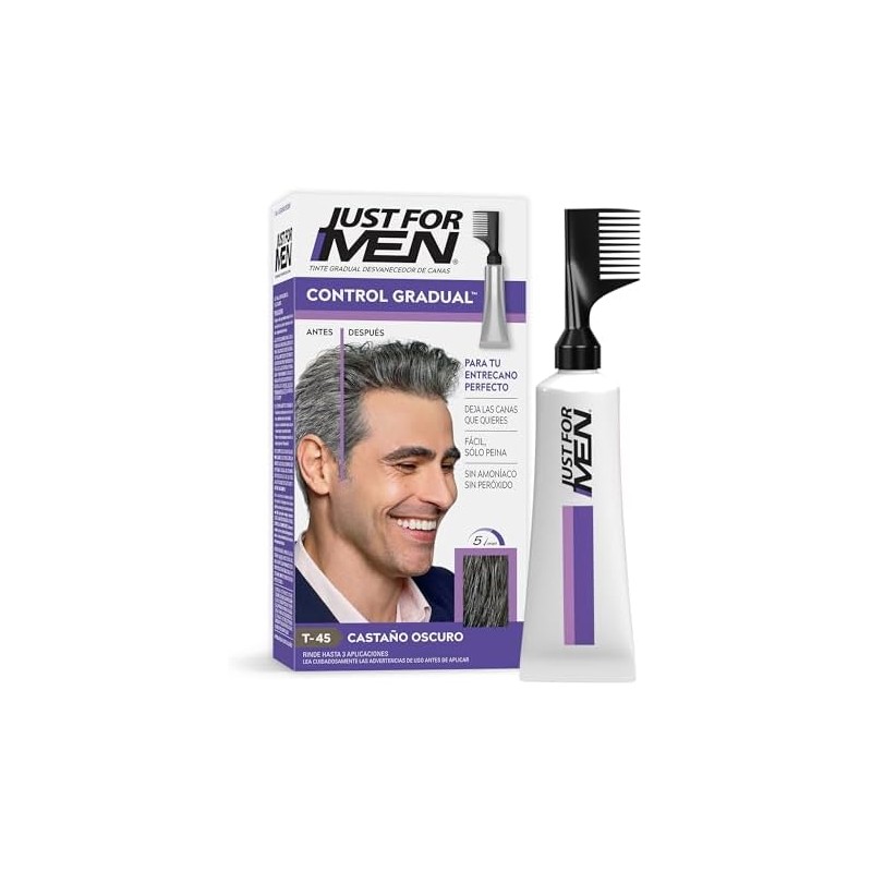 Just For Men Control Gradual Tinte para Canas, Castaño Oscuro