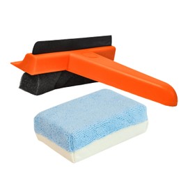Tek Automotive Twin Pack Double Sided Demister Pad & 3in1 Car Ice Scraper Squeegee Set – Microfibre & Chamois Demister Pad, Heavy Duty Windscreen Ice Scraper for Car, Winter Car Kit, Car Window Sponge