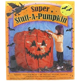 Super Jumbo Stuff A Pumpkin Leaf Bag | 48 x 45 Inch | includes ties | different face on each side