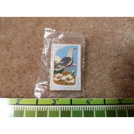 USA 20c UTAH STAMP PIN, CALIFORNIA GULL & SEGO LILY