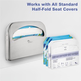SoNeat Toilet Seat Covers Dispenser - Half Fold Stainless Steel Wall Mounted Toilet Seat Cover Holder for Commercial, Office, Restaurants, Hospitals and Schools, 16.81 Inches, 500 Seat Covers Capacity