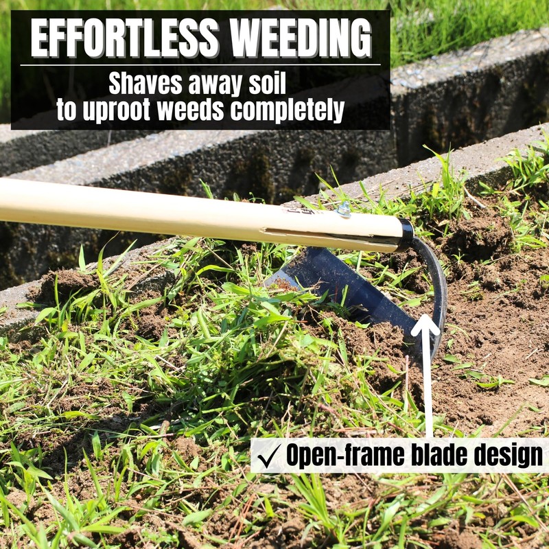 KAKURI Japanese Garden Hoe Long Handle 53" for Weeding -