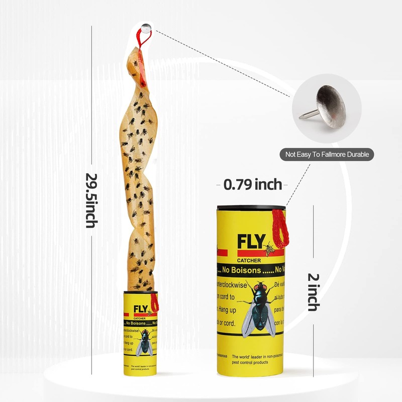 Fly Traps for Indoors Outdoor, Fly Paper Strips Sticky Hanging,