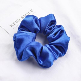 Pack of 6 Women's Satin Hair Bands Hair Bands Elastic Hair Rope Headwear Ponytail Holder Scrunchies Hair Accessories for Women Girls Daily Wear, Royal Blue