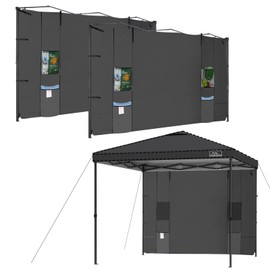 KAMPKEEPER Instant 10X10 Canopy Sidewalls with 4 Pockets for Pop Up Canopy Frame, 2Pack Sunwalls fit 10' Outdoor Canopies with Straight Leg （2PCS Sidewalls ONLY!(Black)