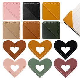 12 PCS Leather Corner Bookmark, Cute Hollow Heart and Square Corner Bookmark, Book Accessories for Reading Lover, Women, Men, Students (Multicolor)