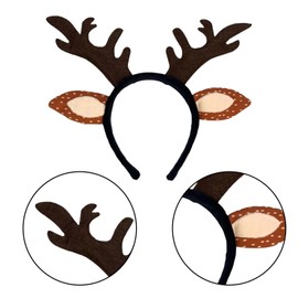 RmKbe 2pcs Reindeer Cosplay Costume Animal Ears & Tail Set Reindeer Antler Headband Christmas Headbands Christmas Mardi Gras Party Accessories for Girls Women