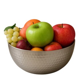 Dependable Industries Inc. Essentials Stainless Steel Hammered Serving Bowl 8.75"x4" 3.5 Qt Salad Fruit Soup